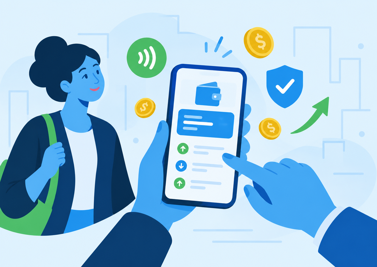 Customer paying with a phone using easypay